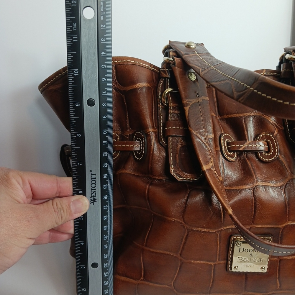 Dooney & Bourke Medium Chiara Bag Brown Crocodile Embossed Leather Purse - Picture 14 of 14